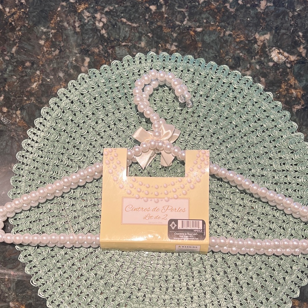 NWT set of two, Pearl Beaded Clothes Hangers for Adults.